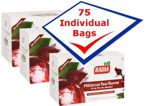 Badia Hibiscus Tea. Sorrel. 75 Individual Tea Bags